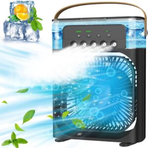 Portable Air Conditioners - Small AC Quiet Personal Air Cooler, USB Powered Mini Desktop Cooling Misting Fan, 1 | 2 | 3 Timer with 3 Speeds, 360°Adjustment for Office, Home, Room, Desk and Car