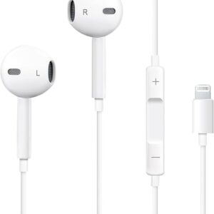 Wired Lightning Earphones in-Ear Design, Built-in Microphone, and Remote Control, Compatible with iPhone 14/14 Plus/14 Pro Max, 13/13 Mini/12/11/X/XR/XS/SE/8/7 and Other iOS Devices