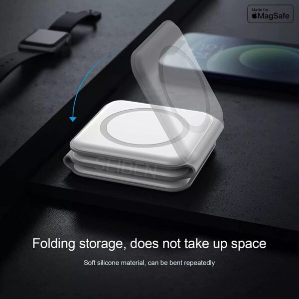 3 in 1 Magnetic Foldable MagSafe Compatible Wireless Charger for iPhone 16-12 Series | AirPods 2, 3, Pro, Pro2 | Compatible with only Apple Watch Series | 23W Charging | Wireless Charger - Matte Black - Image 7