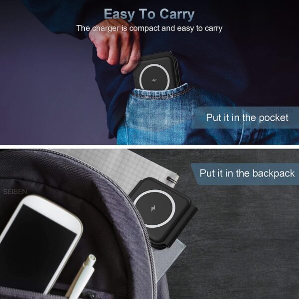 3 in 1 Magnetic Foldable MagSafe Compatible Wireless Charger for iPhone 16-12 Series | AirPods 2, 3, Pro, Pro2 | Compatible with only Apple Watch Series | 23W Charging | Wireless Charger - Matte Black - Image 5